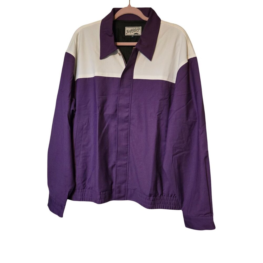 Bogey Boys Purple/ White Colorblock Golf Athletic Jacket‎ Elastic Hem Cuffs XL